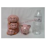Piggy Covered Container & Cotton Ball Dispenser