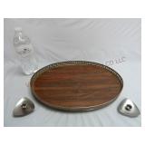 Mid Century Candle Holders & Oval Tray