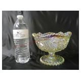 Smith White Carnival Glass Quintec Compote