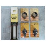 Rustic Iron 38"-66" Drapery Rod, Hardware & Rings
