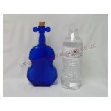 Vintage Cobalt Blue Violin / Cello Glass Bottle