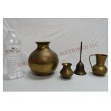 Vintage Brass Vases, Bell & Pitcher