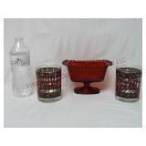 Ruby Candy Dish & Seasons Greetings Glasses