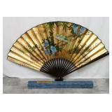 Fujian Provincial Hand Painted Wall Fan ~ 35.5"t