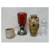 Small Crock, Oil Lamp & Ruby Falls TN Urn / Vase