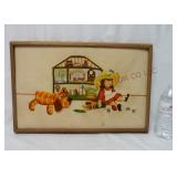 Vintage Framed Needlepoint ~ 20"x13.25"