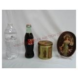 Pepsi Cola Tip tray, Coca-Cola Tin & Santa Bottle