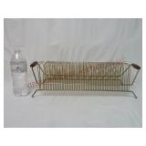 Vintage Metal Record Stand / Holder w Wood Handles