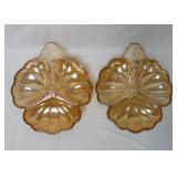 Jeannette Carnival Glass Clover Candy Dishes ~ 2
