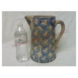 Antique Spongeware Blue & White Stoneware Pitcher