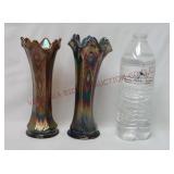 Fenton Diamonds & Bows Carnival Glass Vases ~ 2