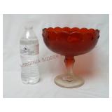 Indiana Glass Ruby Flash Over Clear Open Compote