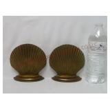 Vintage Brass Scallop Shell Bookends / Doorstops