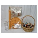 Vintage Yarn Caddee & Basket of Sewing Thread