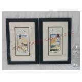 Framed Lighthouse Prints ~ Set of 2