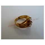 Goldtone Ring w Clear Insets ~ Marked 925