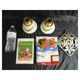 Christmas ~ Candle Holders, Trivet, Book & Fabric