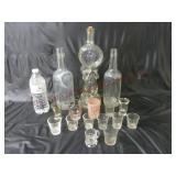 Vintage Glass Bottles & Shot Glasses