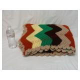 Vintage Hand Made Zig-Zag Crochet Afghan ~ 56"x72"
