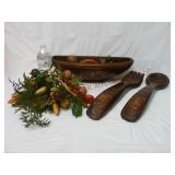 1970s Wall Pocket w Matching Spoon & Fork