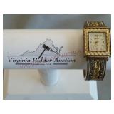 Geneva Quartz Cuff Style Ladies Wrist Watch