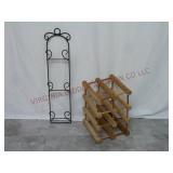 Wooden Wine Rack & Metal Plate Holder
