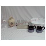 Vase, Mugs, Cordials, Loaf Pan & Bowl