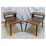 Mid Century Two-Tiered Side End Tables ~ Pair