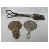 Silverplate Pocket Hand Mirrors & Pastry Tongs