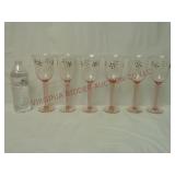 Hand Painted Pink Stemware ~ Set of 6