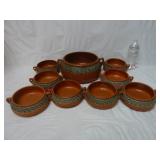 Terra Cotta Serving Bowl & 8 Matching Bowls