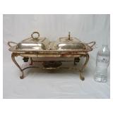 Silverplate Double Server Chafing Dish ~ England