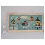 Framed Birdhouse Picture ~ 31"x16"