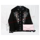 Vintage Beaded Lined Sweater & Clutch Purse