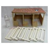 Vintage HG Toys Blue Ribbon Horse Stable w Fencing