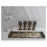 Mexican Sterling 925 Shot Glass Set w Tray
