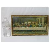 Vintage 3-D The Last Supper Framed Art ~ 8"x15"