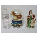 Santa & Sleigh Musical Snow Globe & Avon Figurine