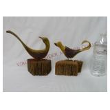 Vintage 1980s Carved Birds ~ Signed Tom
