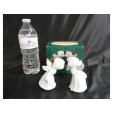 Bisque Porcelain Kissing Angels ~ 3.75" Tall