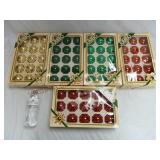 Gold, Green & Red Glass Ball Ornaments ~ 5 Boxes