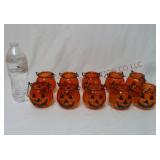 Glass Jack-O-Lantern Votive Holders ~ 12