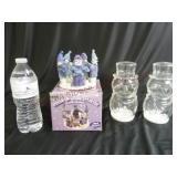 Snowman Candle Holder & Plastic Candy Jars