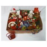 Box FULL of Christmas Ornaments & Bead Garland