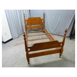 Vintage Maple Wood Twin Bed Frame w Rails & Slats