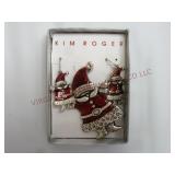 Kim Roger Santa Claus Earrings & Brooch Pin Set