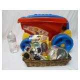 Fill & Dump Wagon & Basket of Small Toys