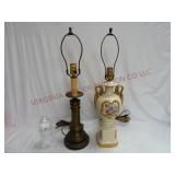Vintage Brass & Porcelain Table Lamps