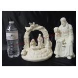 Porcelain Bisque Nativity Music Box & Jesus Figure