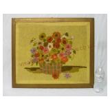 Vintage Wood Frame w Crewel Needlepoint